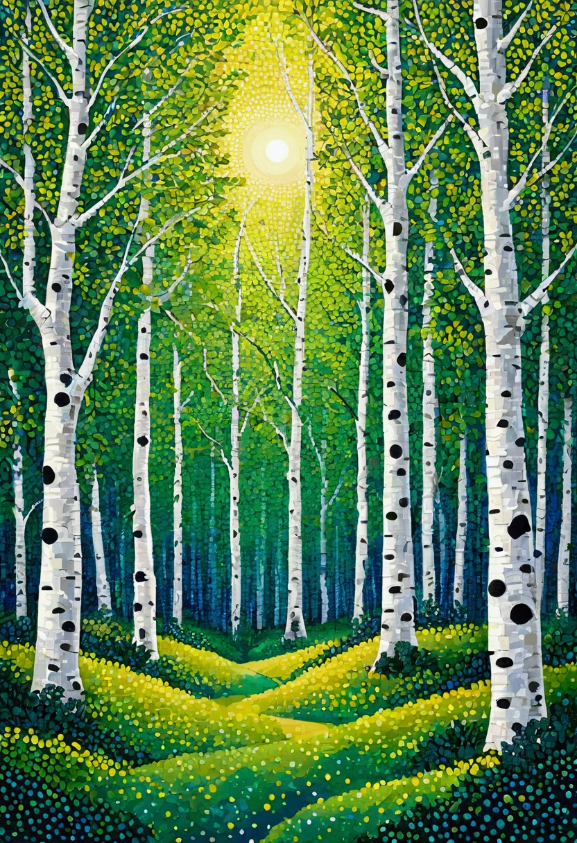 Modern art abstract painting:Polka dot art,Dot,abstract pattern,Birch forest,Pointillism method,Vector,Single color