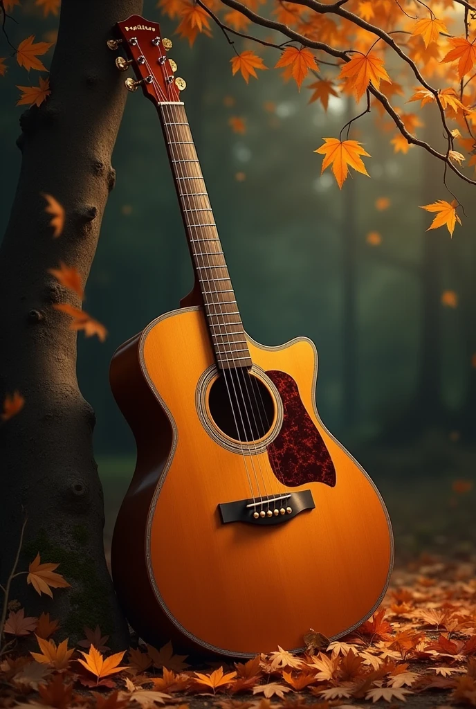 Une guitare acoustique correspondant au mois d'octobre 