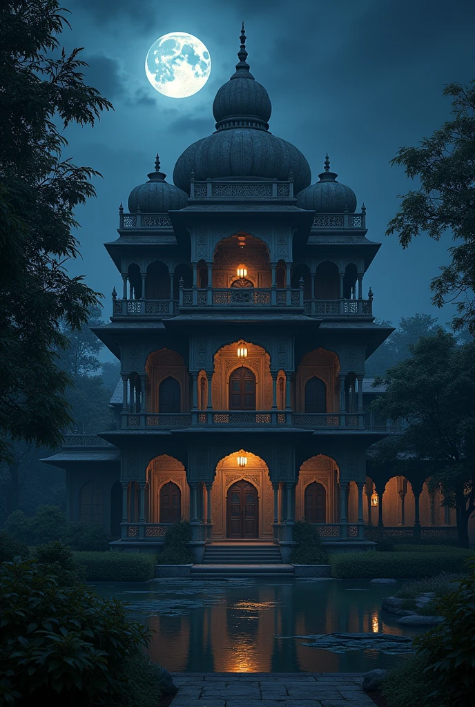 A big haveli and at black night