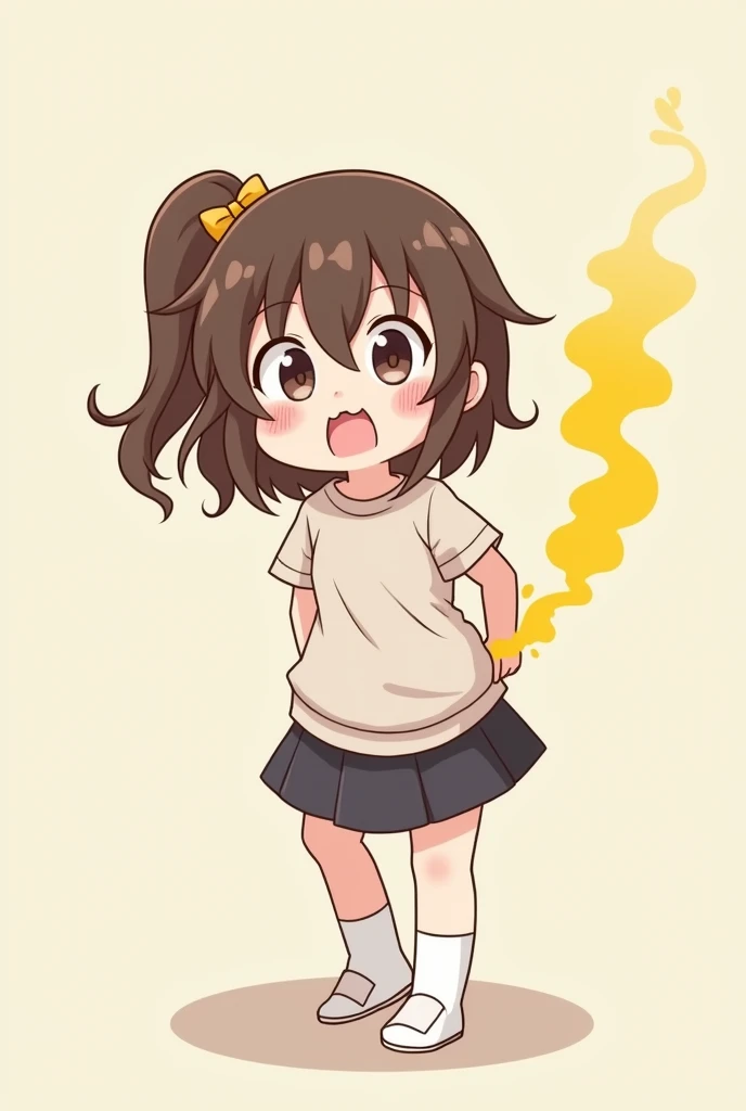Cute girl farting(HUD’s two-dimensional,farting(yellow smoke),hold ass,normal