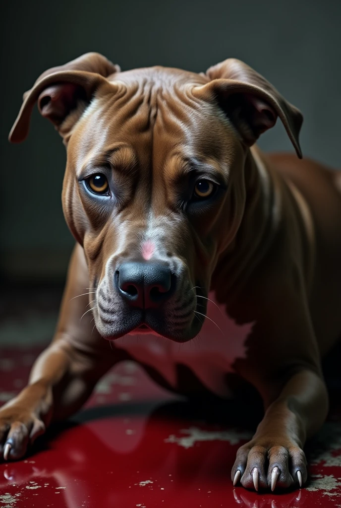 Pitbull dog with big head killing a black man all blood