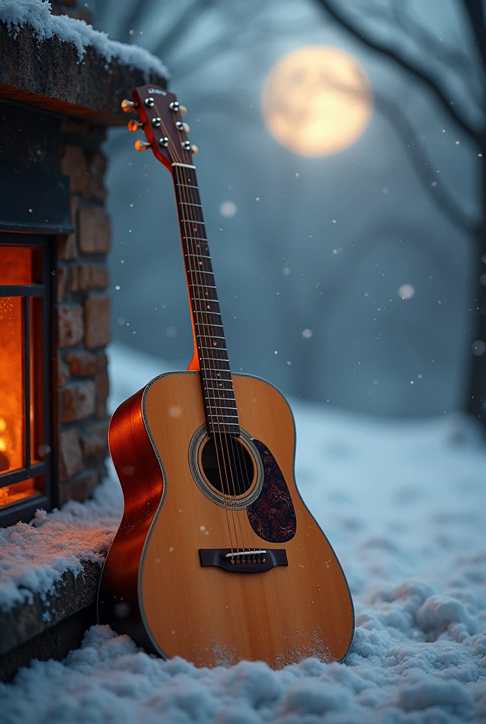 An acoustic guitar corresponding to the month of December 