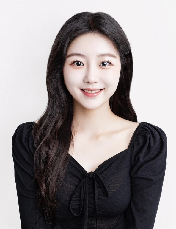 Korean women in their 20s, small face, big eyes, smiling face,