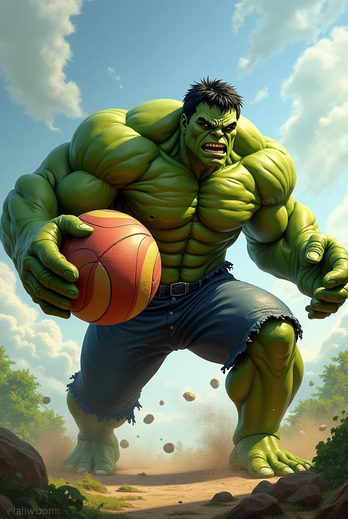 Hulk playing ball