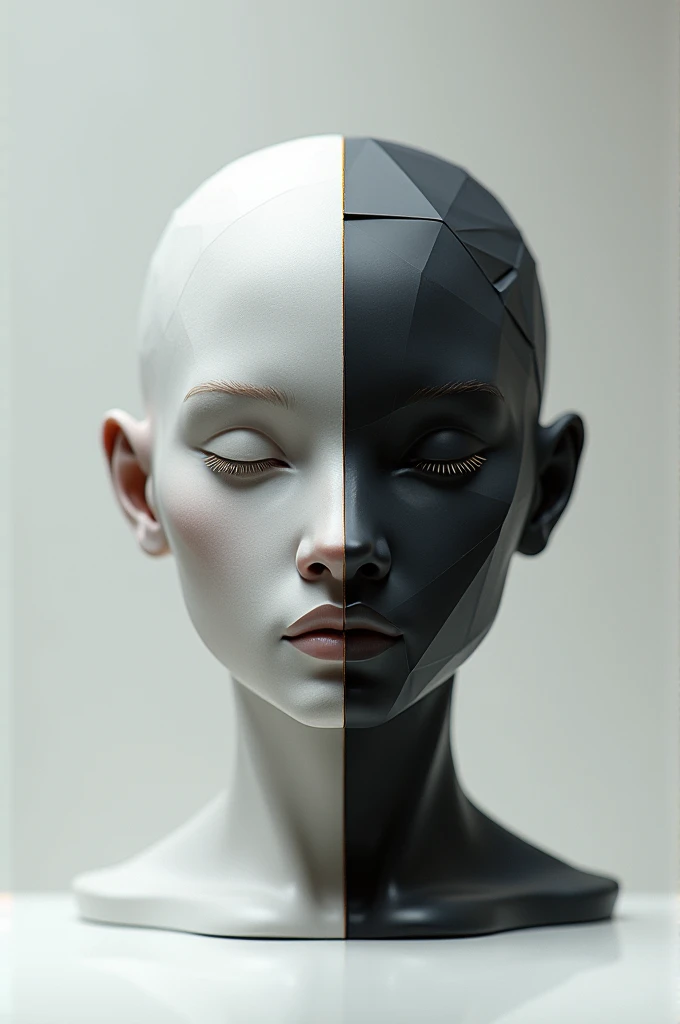 I draw a semi-realistic half and a polygonal side.