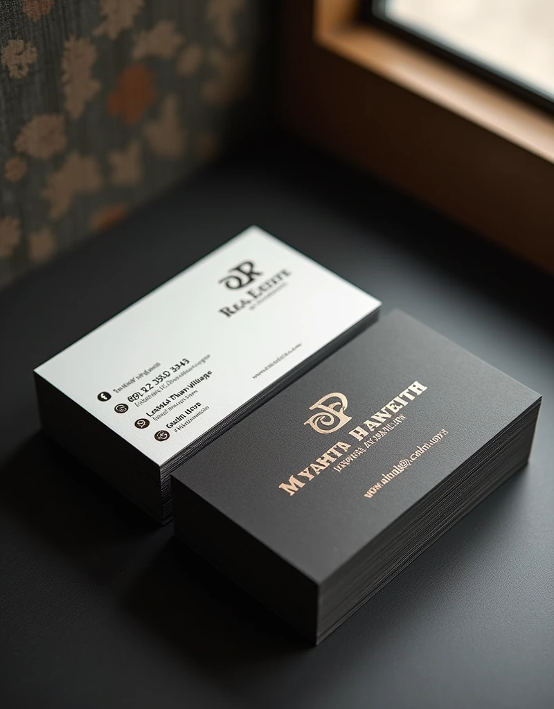 Business card looks high-class, selling houses and condos. The name on the side of the card is SR Real Estate. The back of the business card has clear contact information. Call 082-530-3343. Add gusssm..1243@gmail.com enter address102/137 Pisan Thian Talay Village 20 Project 2, please provide clear details.