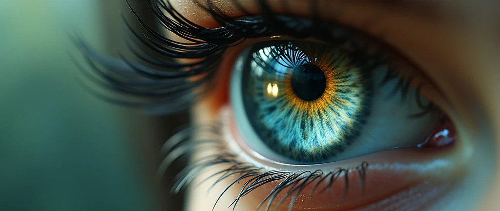 Picture of one eye looking at a butterfly,Butterfly reflected in the eyes。