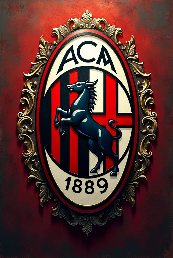 the shield of the Milan football team with a bull combined in the shield
