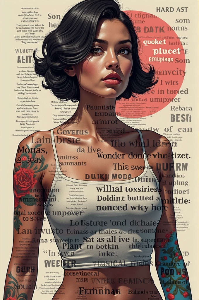 Create a manifesto about feminism with at least 10 sentences of different sizes and an image that is allusive to the underlying theme