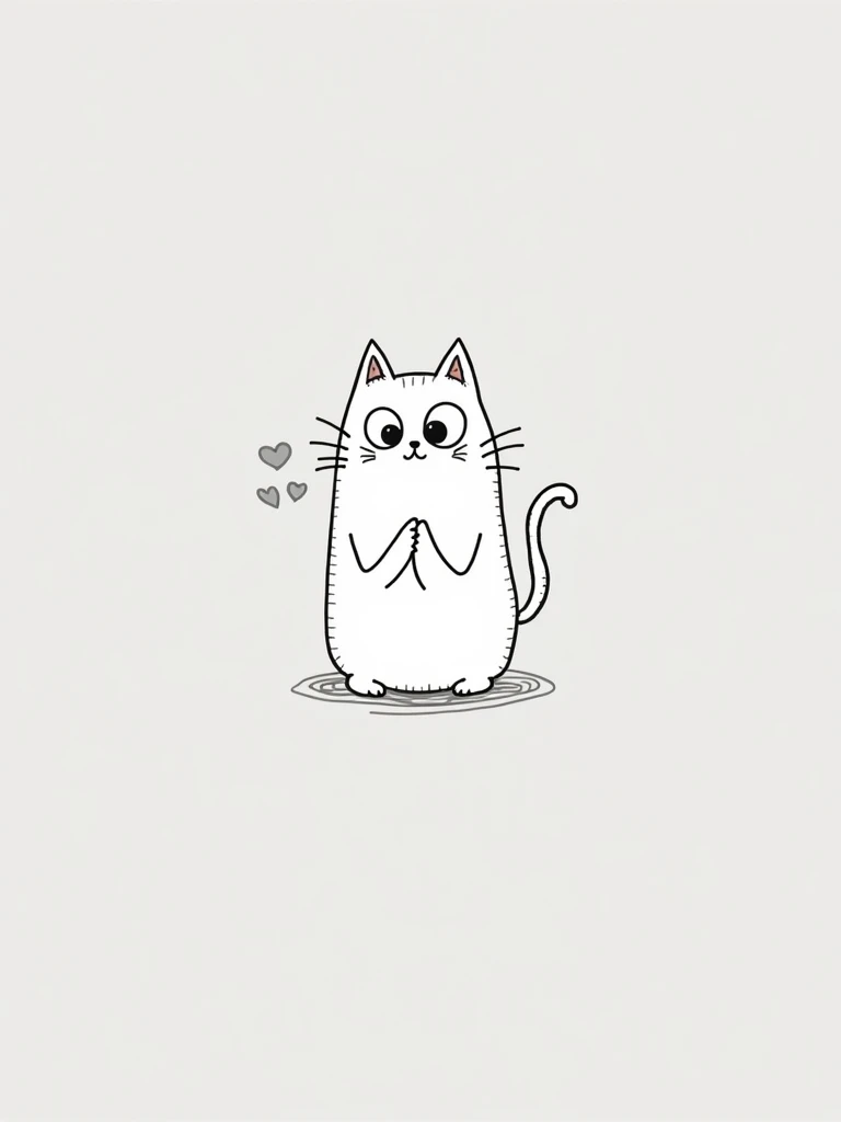 A cat saying “Thank you” in the style of a LINE stamp, gray background