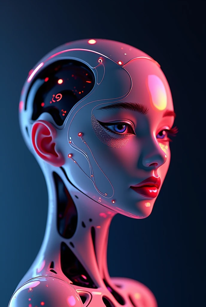 Create a logo for "Roya Glam," a modeling agency specializing in AI models. The design should seamlessly blend elements representing both human and AI models. Incorporate sleek, modern aesthetics that reflect sophistication and innovation. Consider using abstract or geometric shapes to symbolize the fusion of human beauty and advanced technology, with a color palette that exudes elegance and futuristic vibes. The logo should capture the essence of cutting-edge fashion and the seamless integration of AI in the modeling industry.