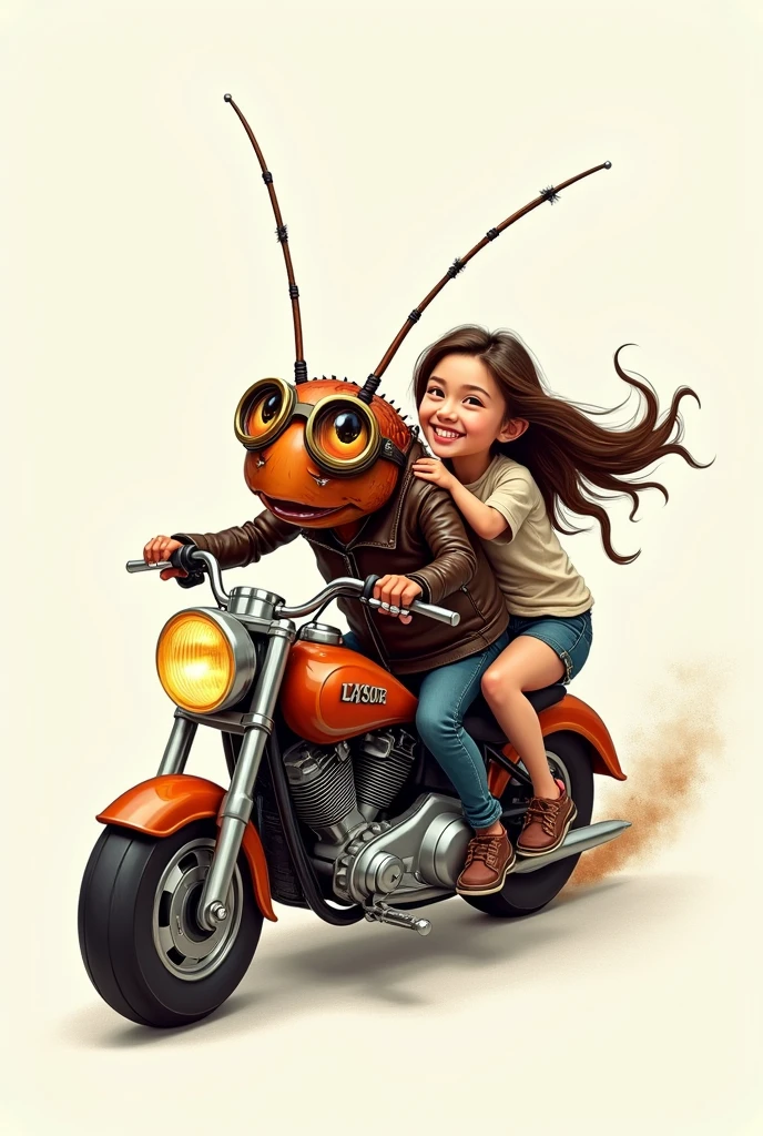 Cockroach riding a motorcycle,drawing,สาวซ้อนท้าย