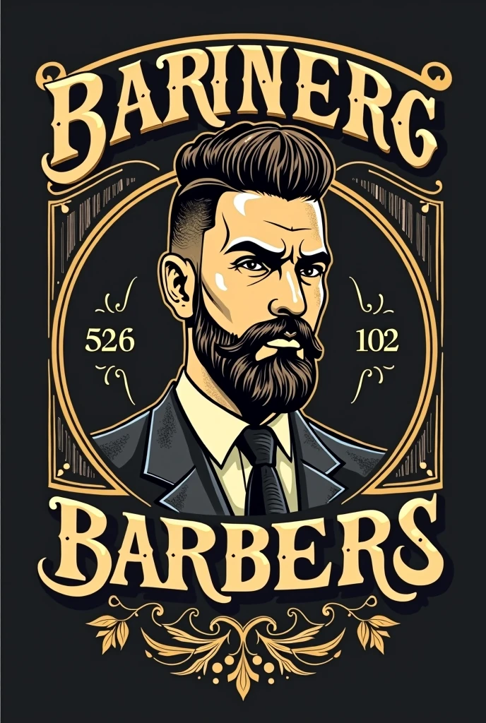 Vintage logo, Golden colour, barber shop, alex gomez