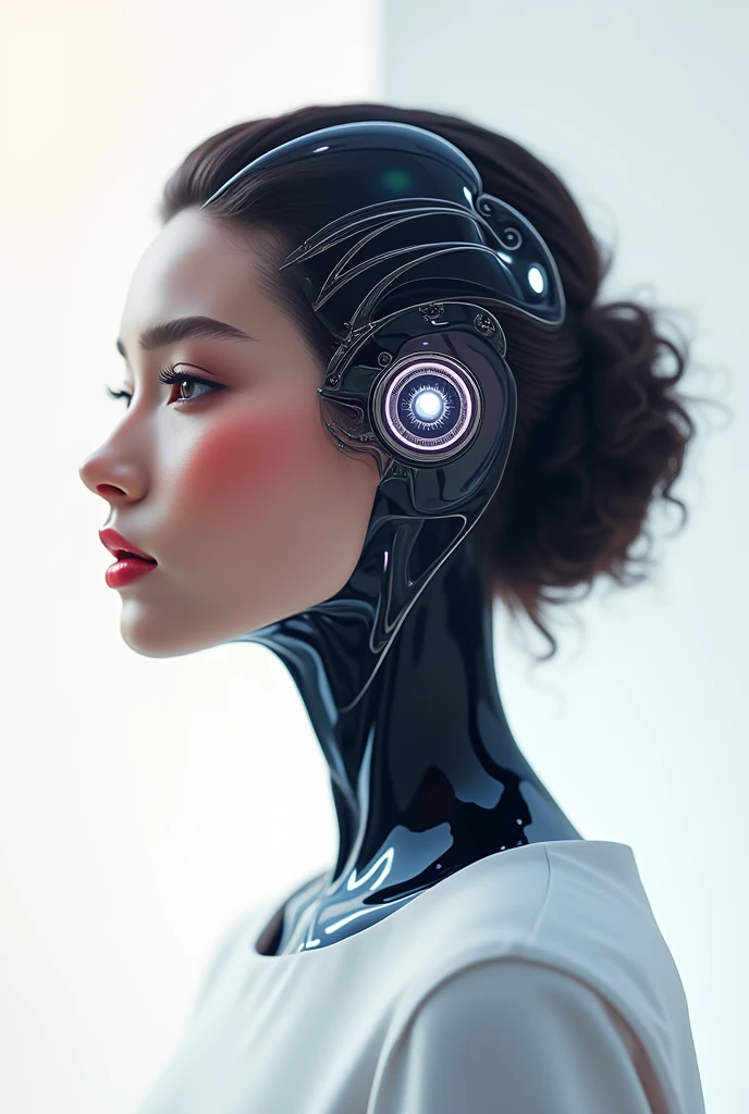Create a logo for "Roya Glam," a modeling agency specializing in AI models. The design should seamlessly blend elements representing both human and AI models. Incorporate sleek, modern aesthetics that reflect sophistication and innovation. Consider using abstract or geometric shapes to symbolize the fusion of human beauty and advanced technology, with a color palette that exudes elegance and futuristic vibes. The logo should capture the essence of cutting-edge fashion and the seamless integration of AI in the modeling industry