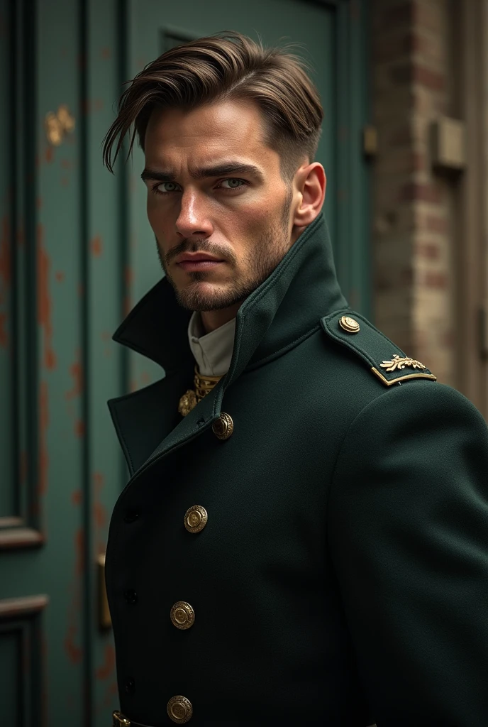 A young British man in his 30s Light green eyes Brown hair Muscular Looks like Alan Ritschon Lives in the 1800s Ex-military Mysterious with a dark past