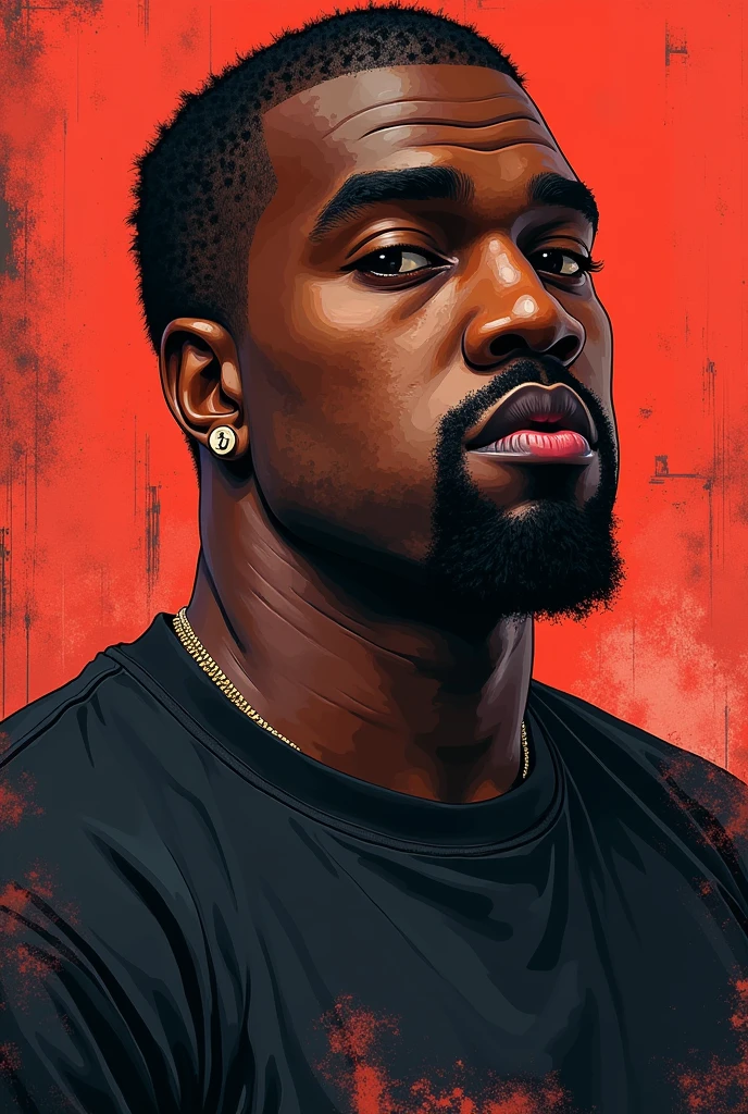 Make a short black man with kenny west 