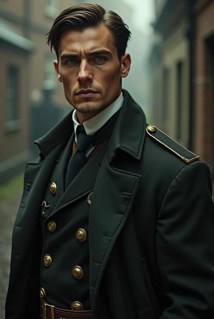 A young British man in his 30s Light green eyes Brown hair Muscular Looks like Alan Ritschon Lives in the 1800s Ex-military Mysterious with a dark past