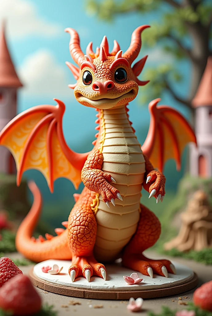 Fantasy european deagon made of cake
