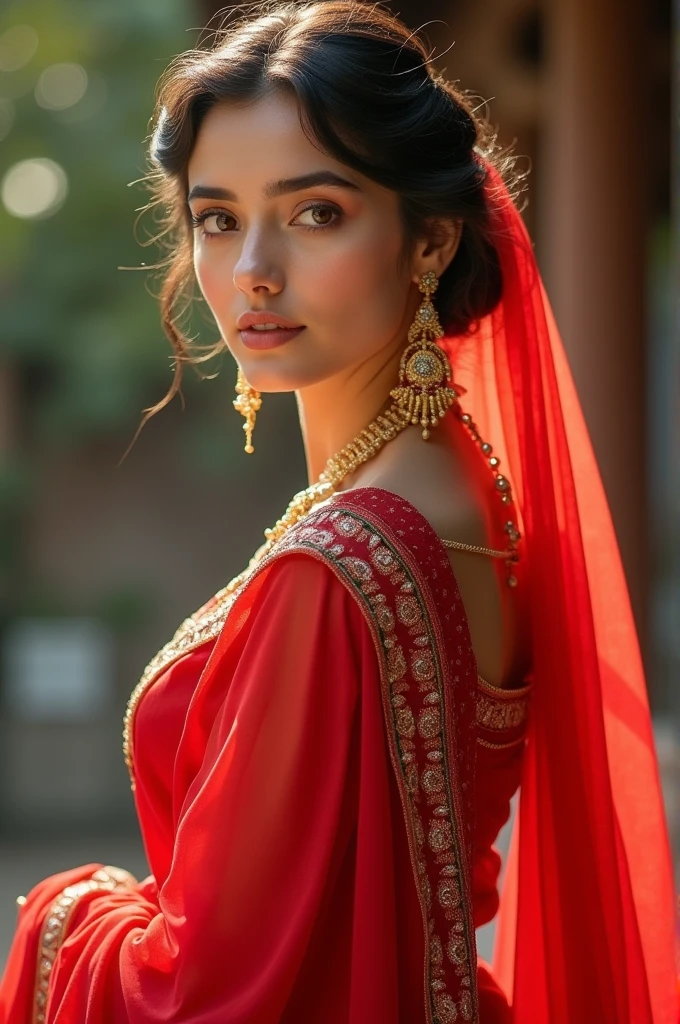 A beutiful girl with red sadhi