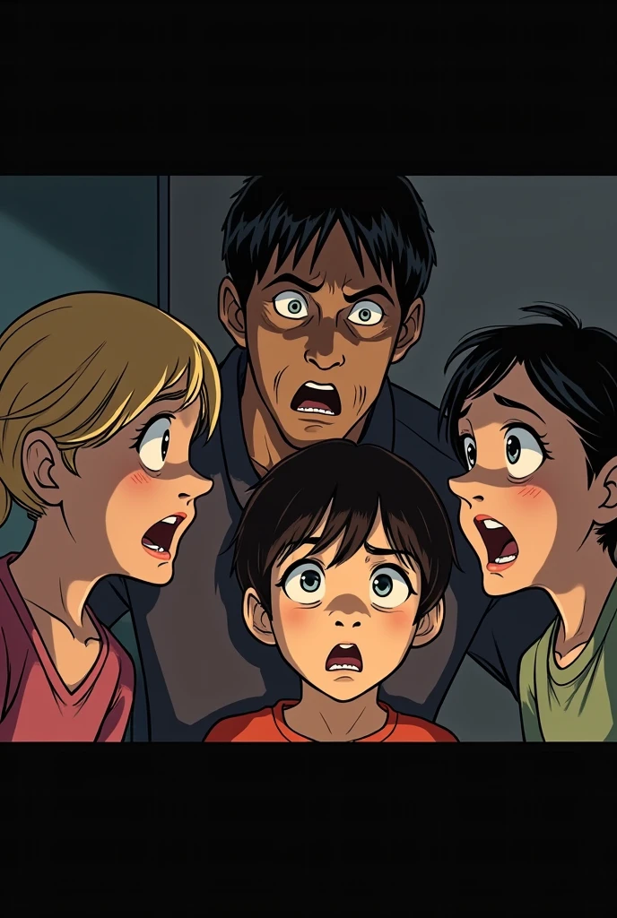 The Madrigal family looks at each other, worried and surprised