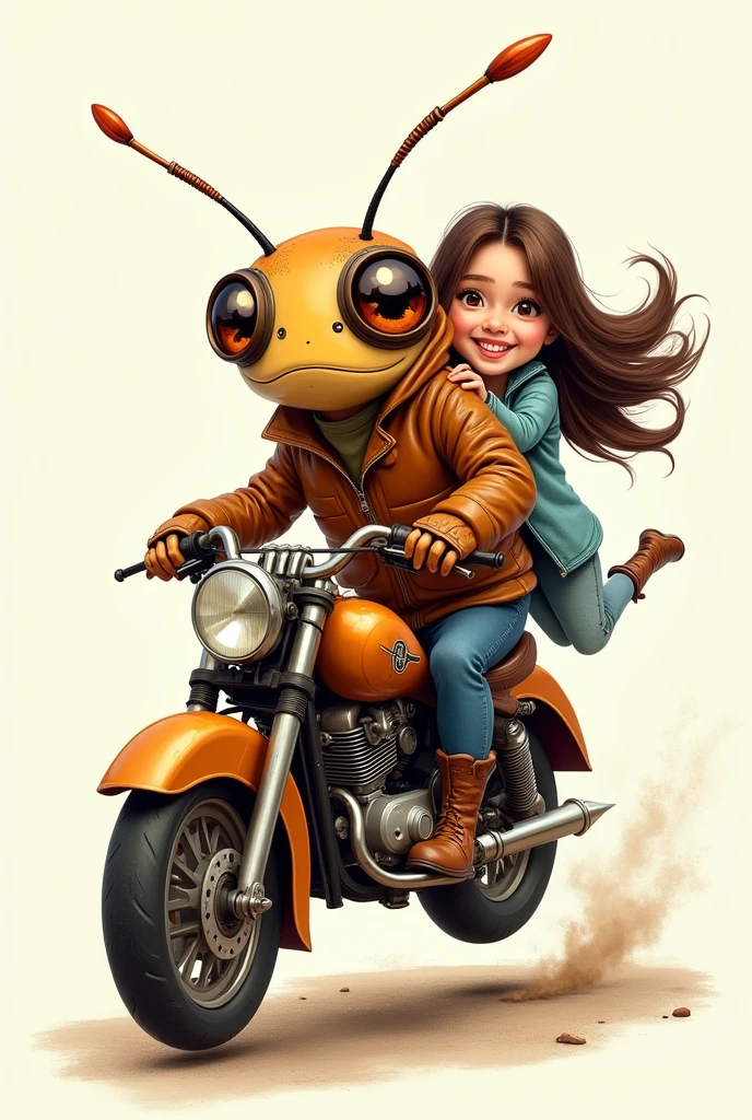 Cockroach riding a motorcycle,drawing,สาวซ้อนท้าย