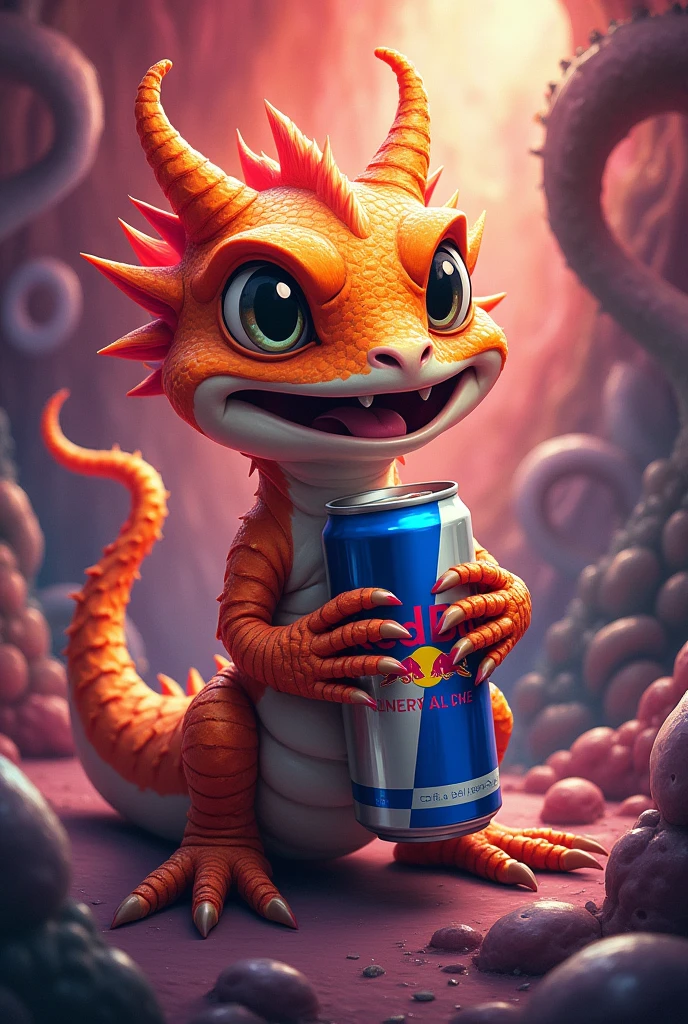 Lagatixa drinking red bull energy drink