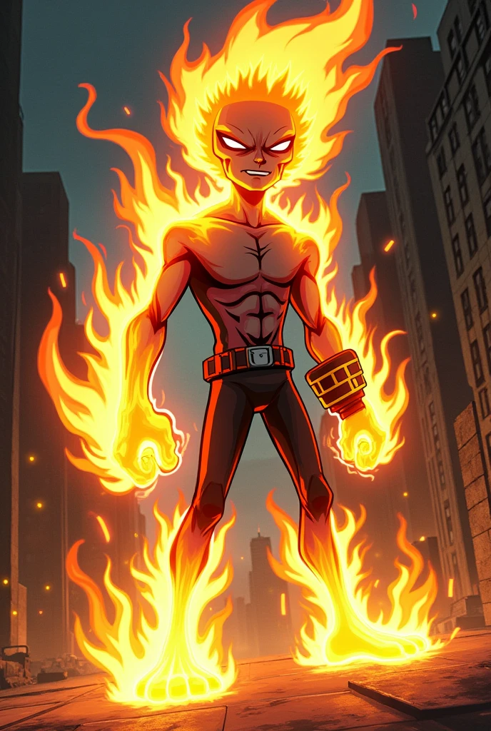 A fusion between Ben 10 and Ghost Rider the image has to be in Cartoon