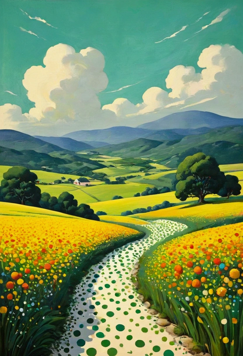 Polka dot art,landscape