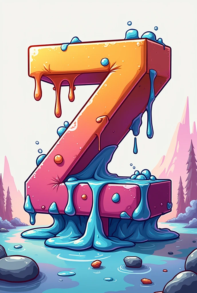 You can make the letter z full of melting cubes? But in cartoon style?