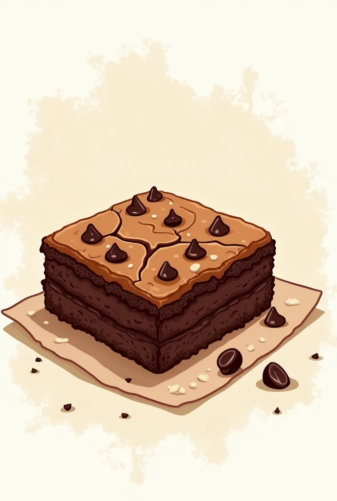 An image for a brownie logo with only the brownie dessert in mind and this image being in the form of a drawing with background or decorative details for the logo