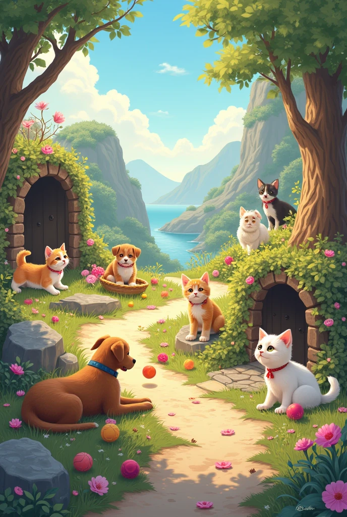create two worlds, a world of kittens and another of dogs

