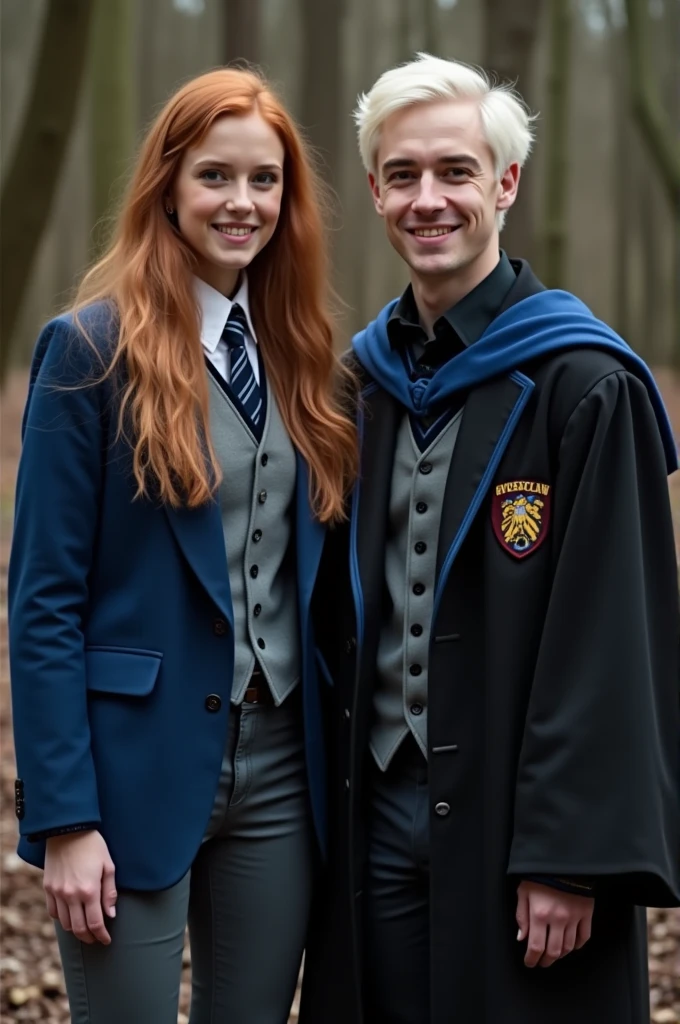 Me in the Ravenclaw uniform next to Draco Malfoy 