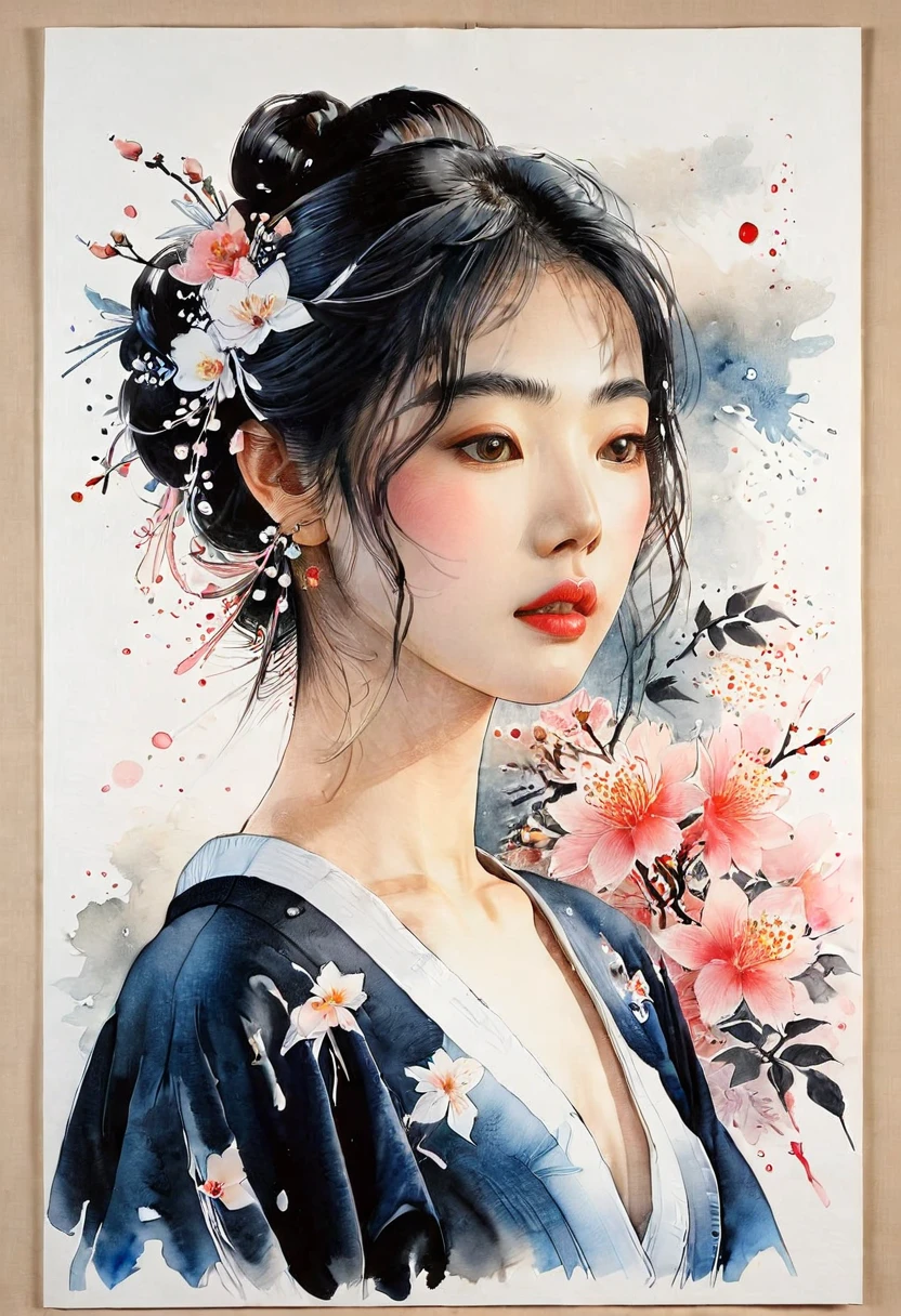 affectionate(Ink on Japanese paper, that tends to bleed easily)(Contemporary art as an illustrated book.) (transparent watercolor) (the light itself expressed as real) (layers of soft, Rich colors) (shades of smart dissolved thinly with water) (deep, delicate colors)
smart (Draw) in black and white:1.4