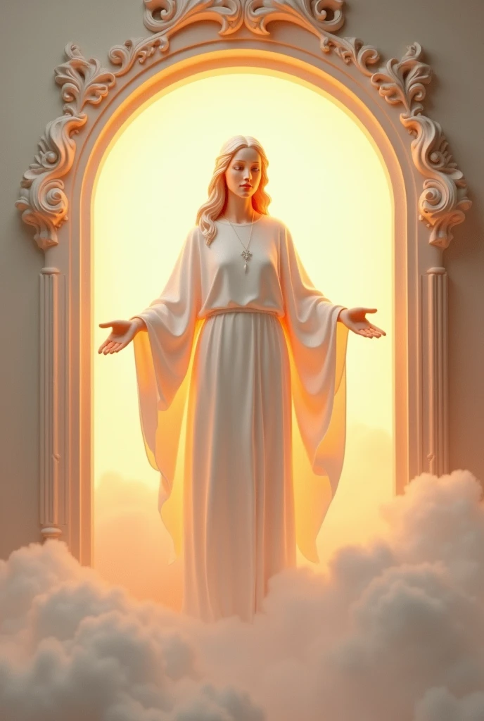 Lord of miracles buga colombia italiana with round frame pastel colors and ivory colors and wood carving