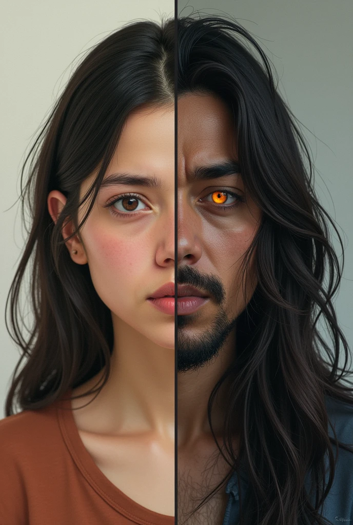 Two versions of the same person, a forgiving, and another angry.