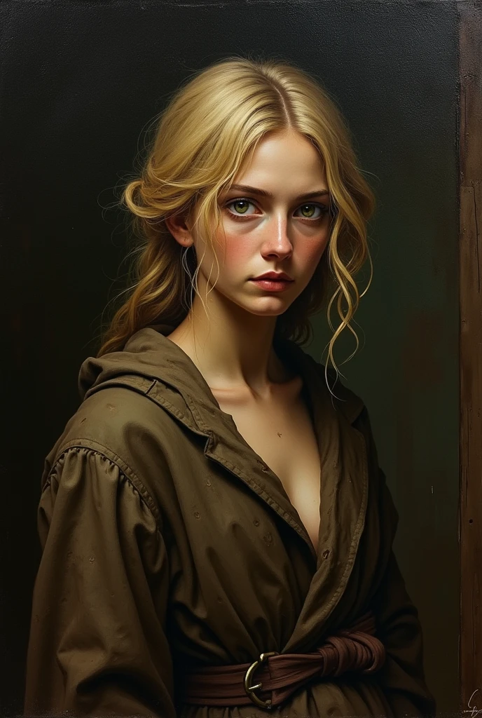 Make a painting similar to Michelangelo&#39;s by making one with dark blonde hair, green eyes and old clothes.
