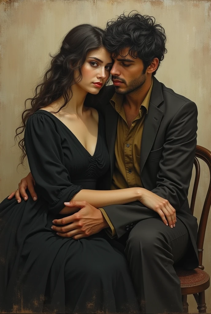 A painting of Bentinho and Capitu from the work Dom Casmurro.