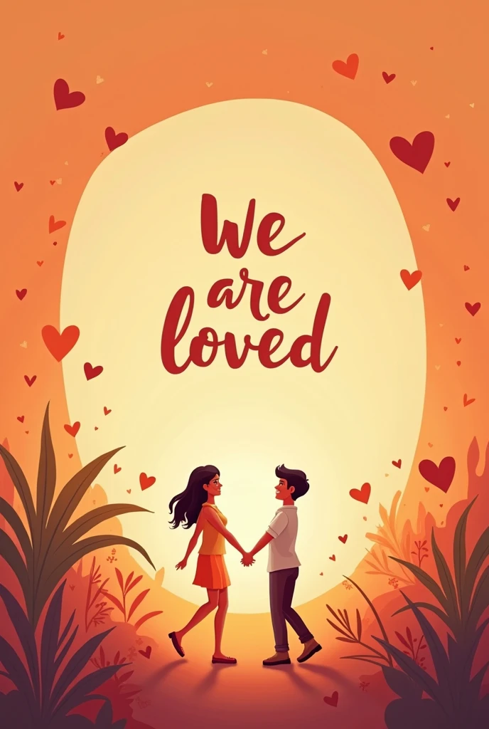 Create a poster for love and friendship with a free box to place yourself for a selfie and that contains the following two separate texts:. WE ARE LOVED. You are not a world apart



