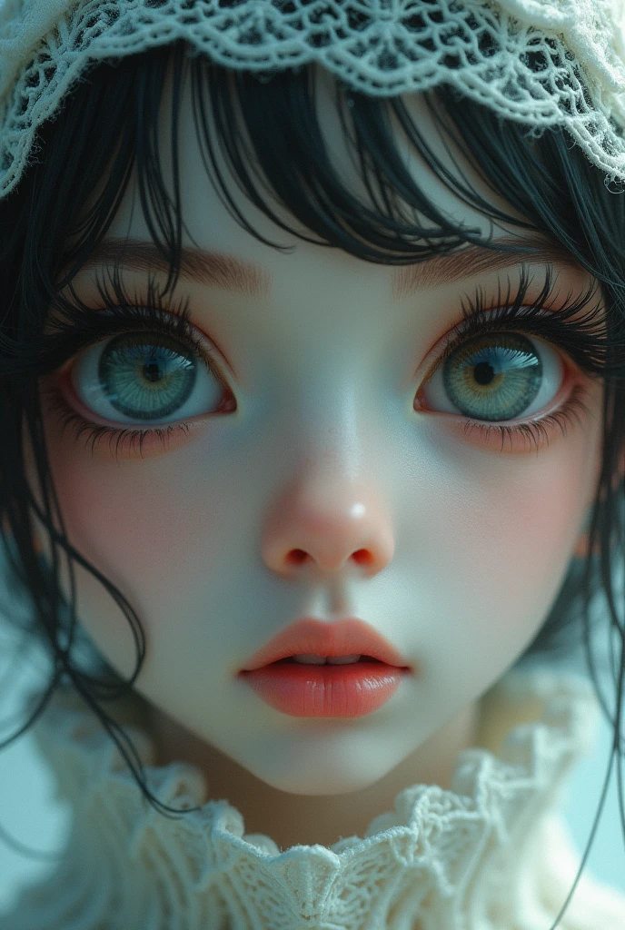 huge eyelashes, very big big