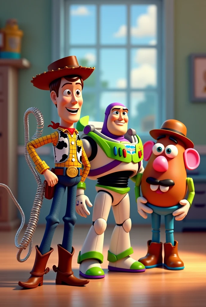 Woody y buzz lightyear y slinky y el señor cara de papa