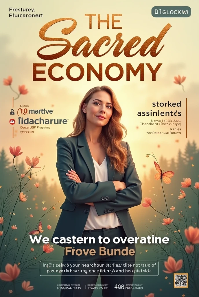 A flyer to attract entrepreneurs, who likes to be up to date through education and likes to help other people. Sacred economy