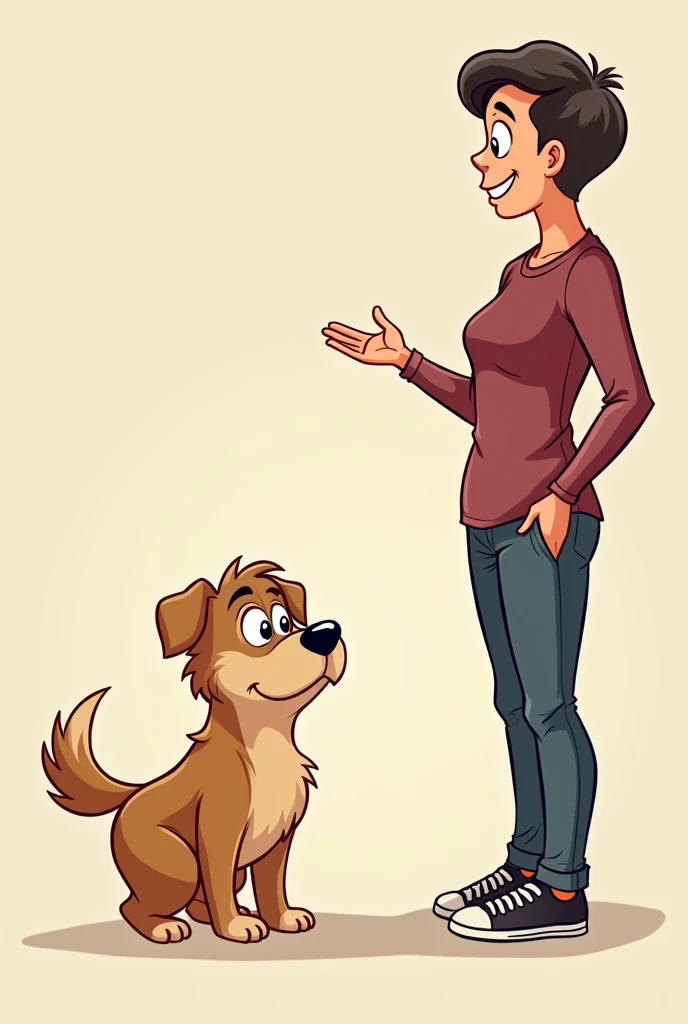 as if it were a cartoon of a dog nervous about seeing a person