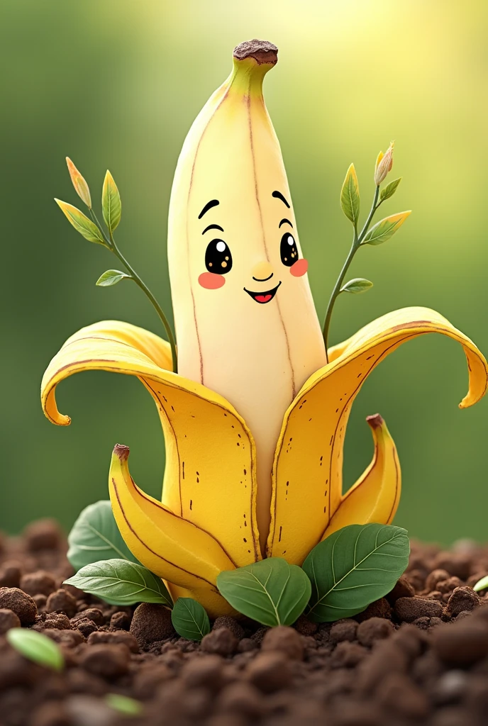 A logo for an organic fertilizer bag made from banana and egg peels that does not leak out of the bag, Just something creative about banana and egg peels