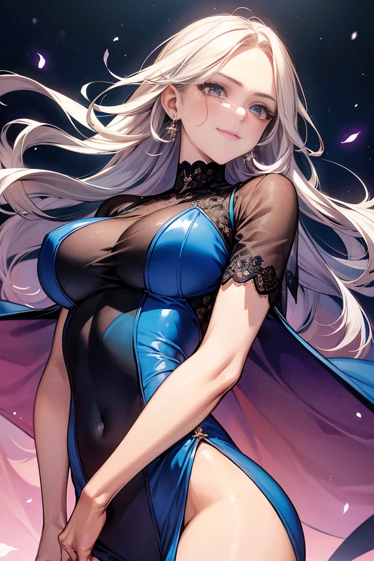 women with grey hair in a maid costume (bra), in a bedroom, big boobs, skindentation, cleavage,shiny skin, blue sky eyes