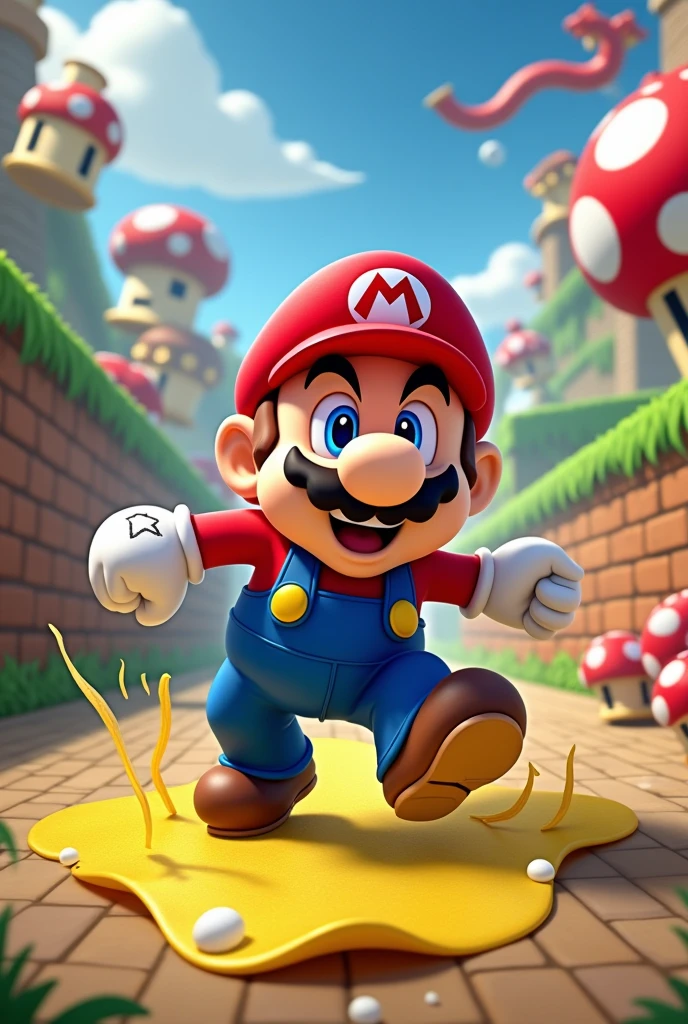 Mario slips on a banana