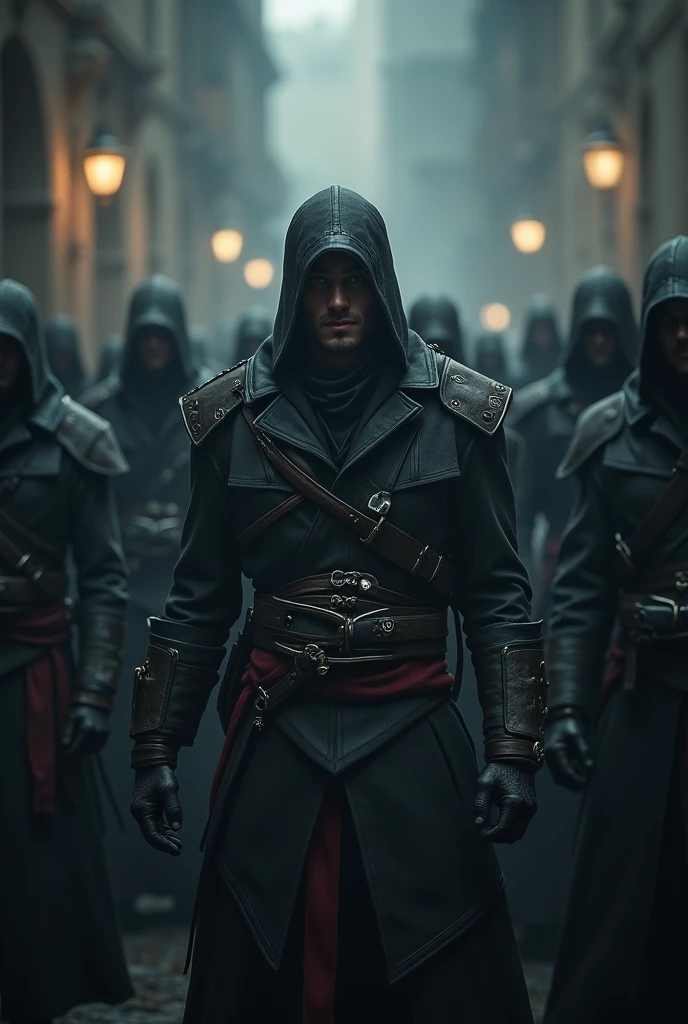 Assassin&#39;s creed Conor with other assassins with less visibility to see the face 
