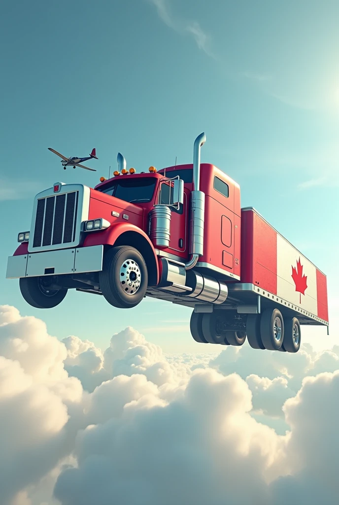 canadian truck in the air with aeroplane
