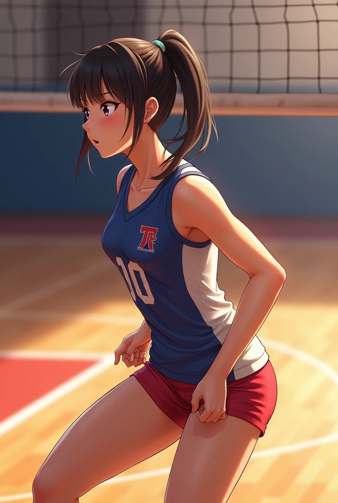 Create a girl with short volleyball uniform