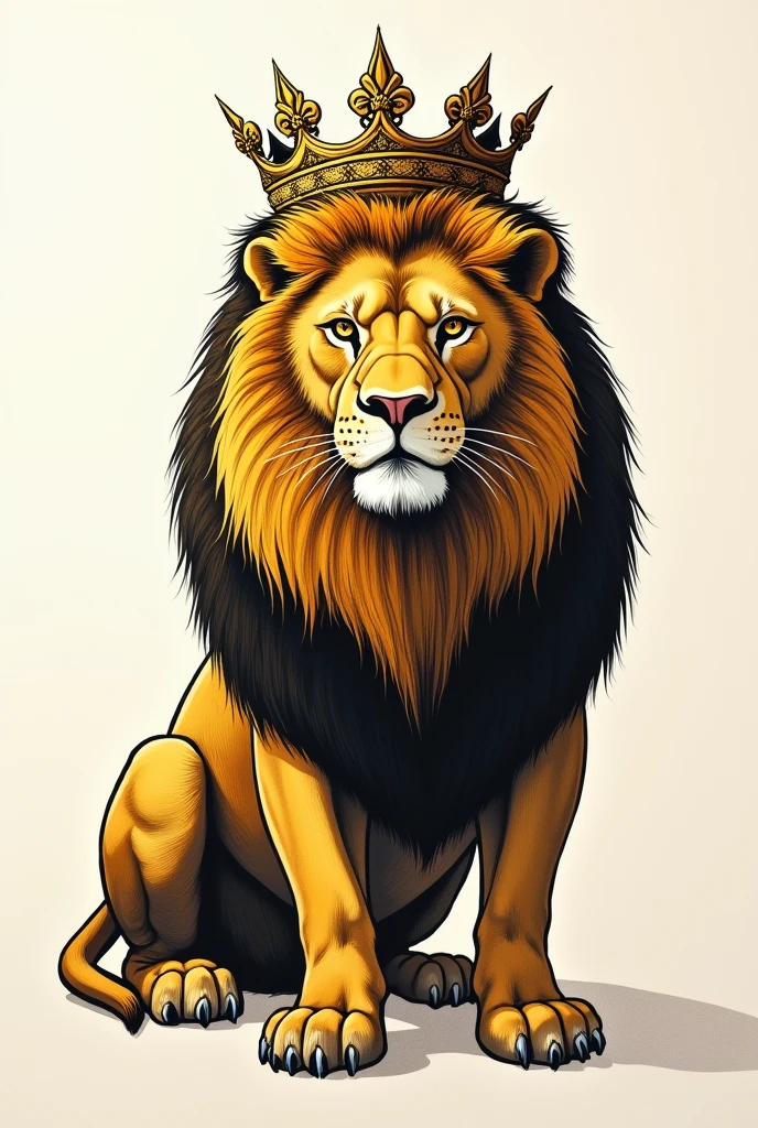 Lion with crown drawing 