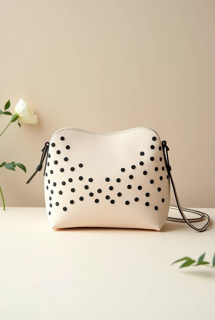 Small purse in light skin color with black spots